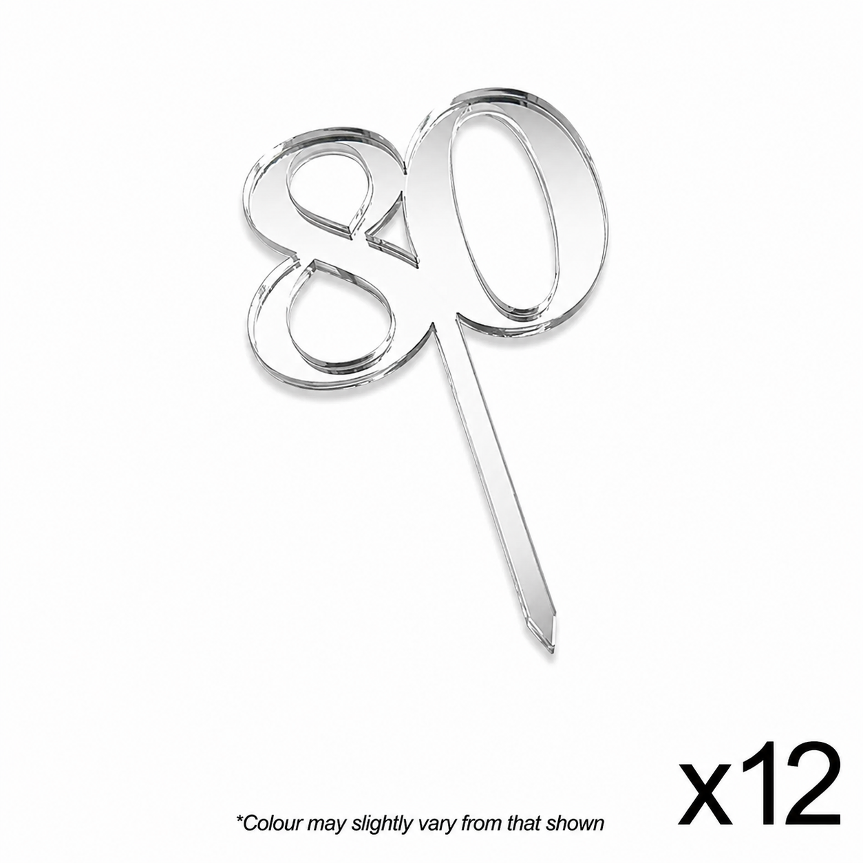 CAKE CRAFT | #80 | 3.5CM | SILVER MIRROR | ACRYLIC CUPCAKE TOPPER | 12 PACK