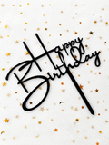 Happy Birthday Black Cake Topper Small