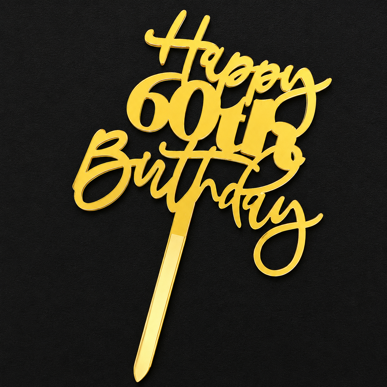 Happy 60th Birthday Acrylic Cake Topper Small