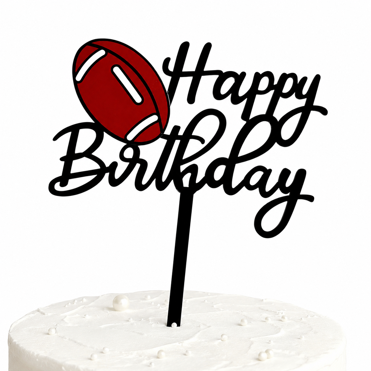 Happy Birthday with Football Cake Topper Small