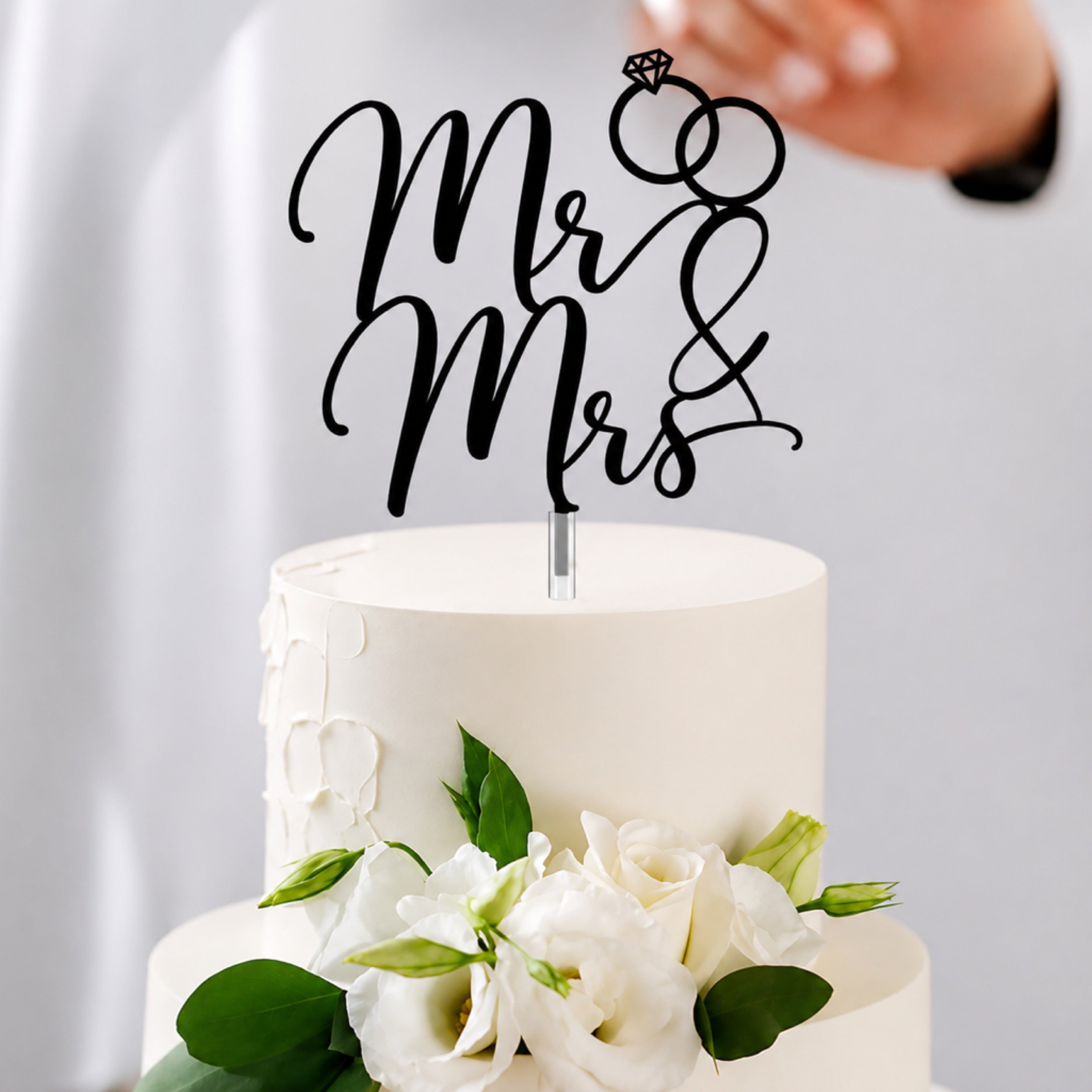 Mr & Mrs Black Cake Topper Small