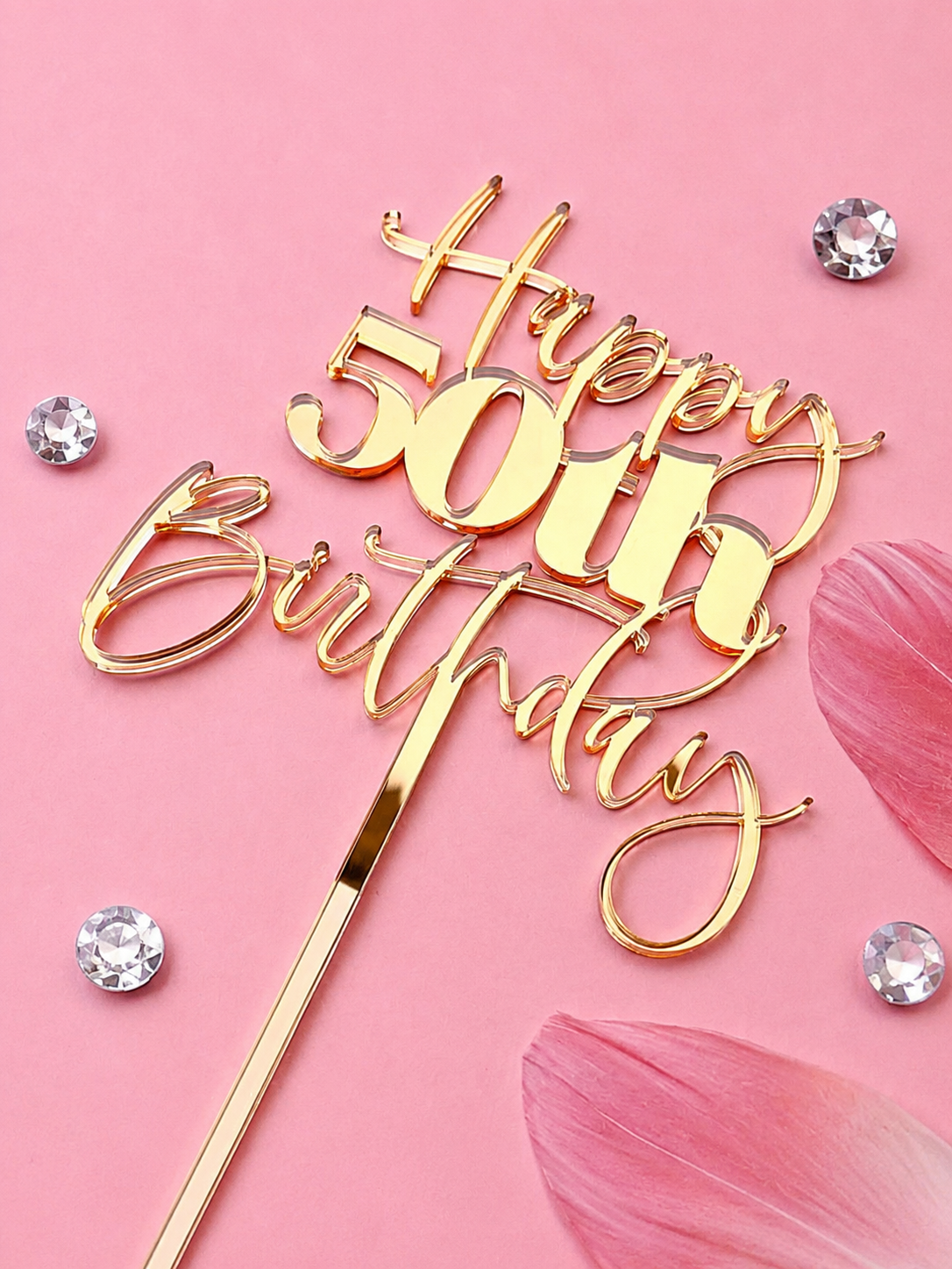 Happy 50th Birthday Acrylic Cake Topper Small