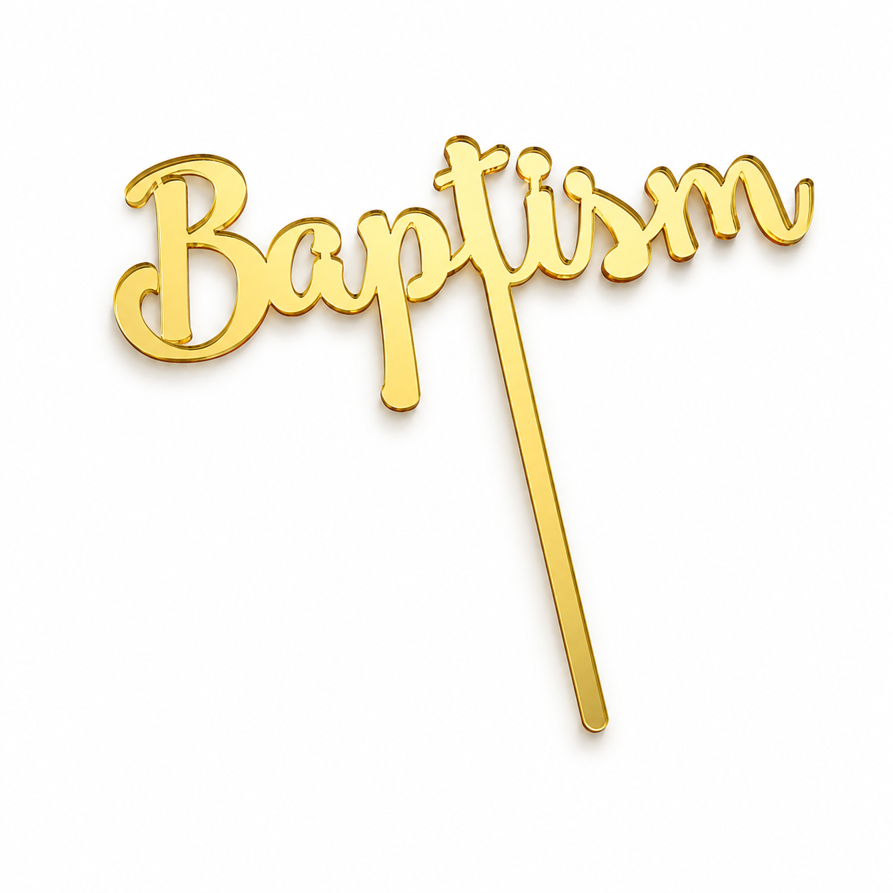 BAPTISM GOLD MIRROR ACRYLIC CAKE TOPPER