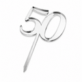 CAKE CRAFT | #50 | 3.5CM | SILVER MIRROR | ACRYLIC CUPCAKE TOPPER | 12 PACK