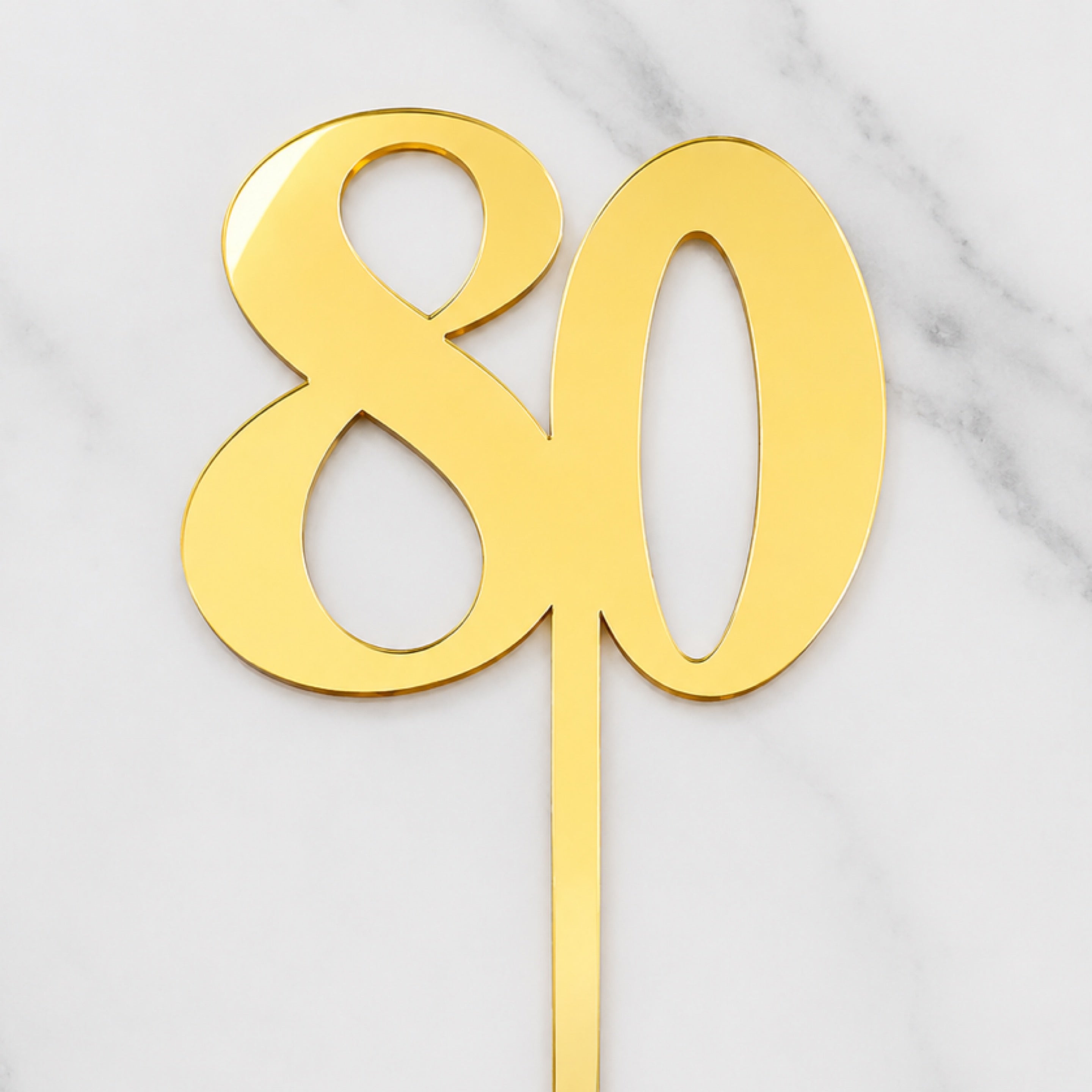 80th Number Acrylic Cake Topper Small