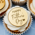 Happy Fathers Day Round Gold Cupcake Acrylic Topper