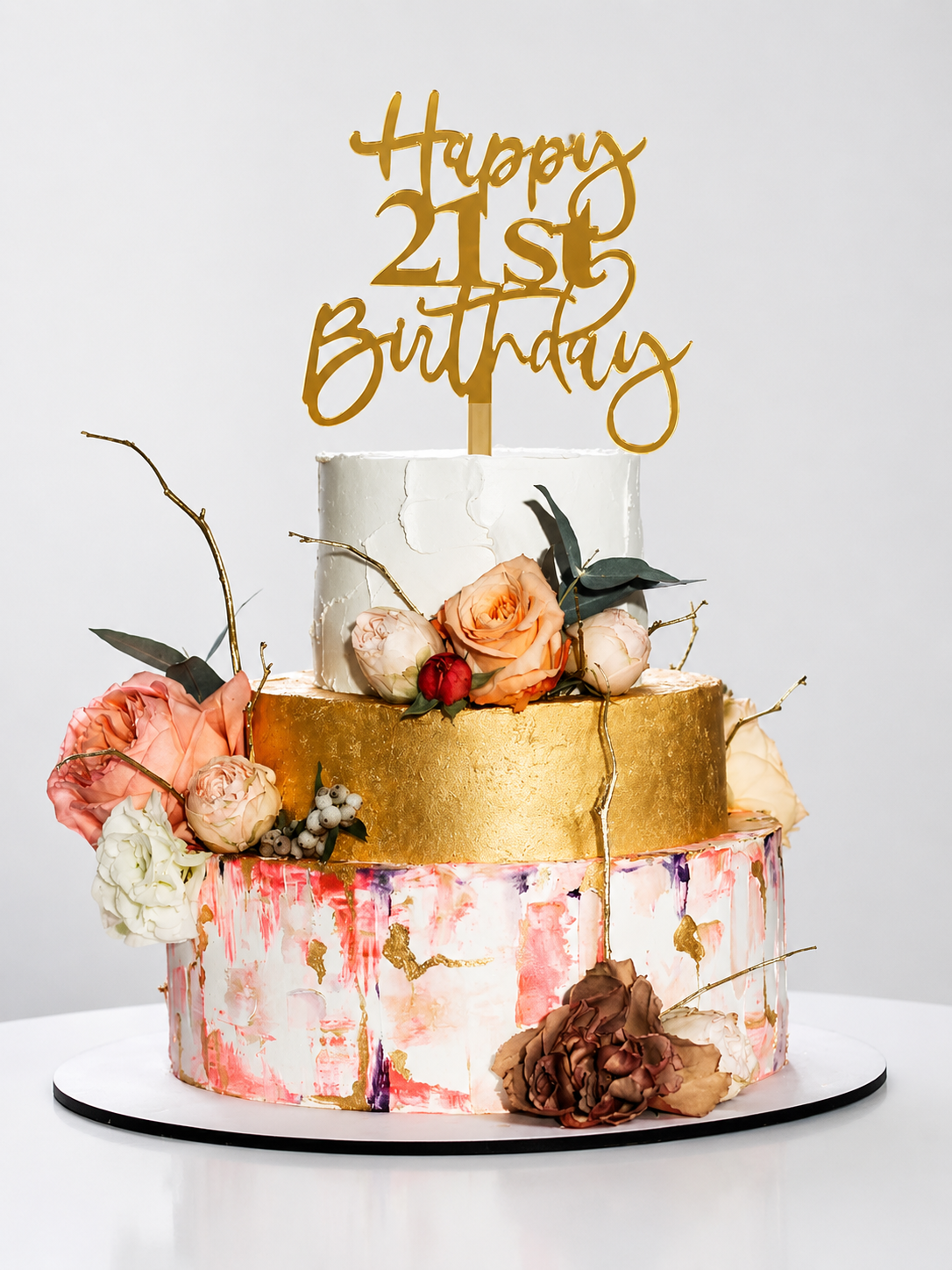 Happy 21st Birthday Acrylic Cake Topper Small