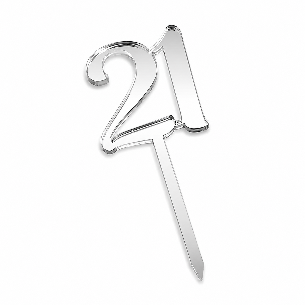 CAKE CRAFT | #21 | 3.5CM | SILVER MIRROR | ACRYLIC CUPCAKE TOPPER | 12 PACK