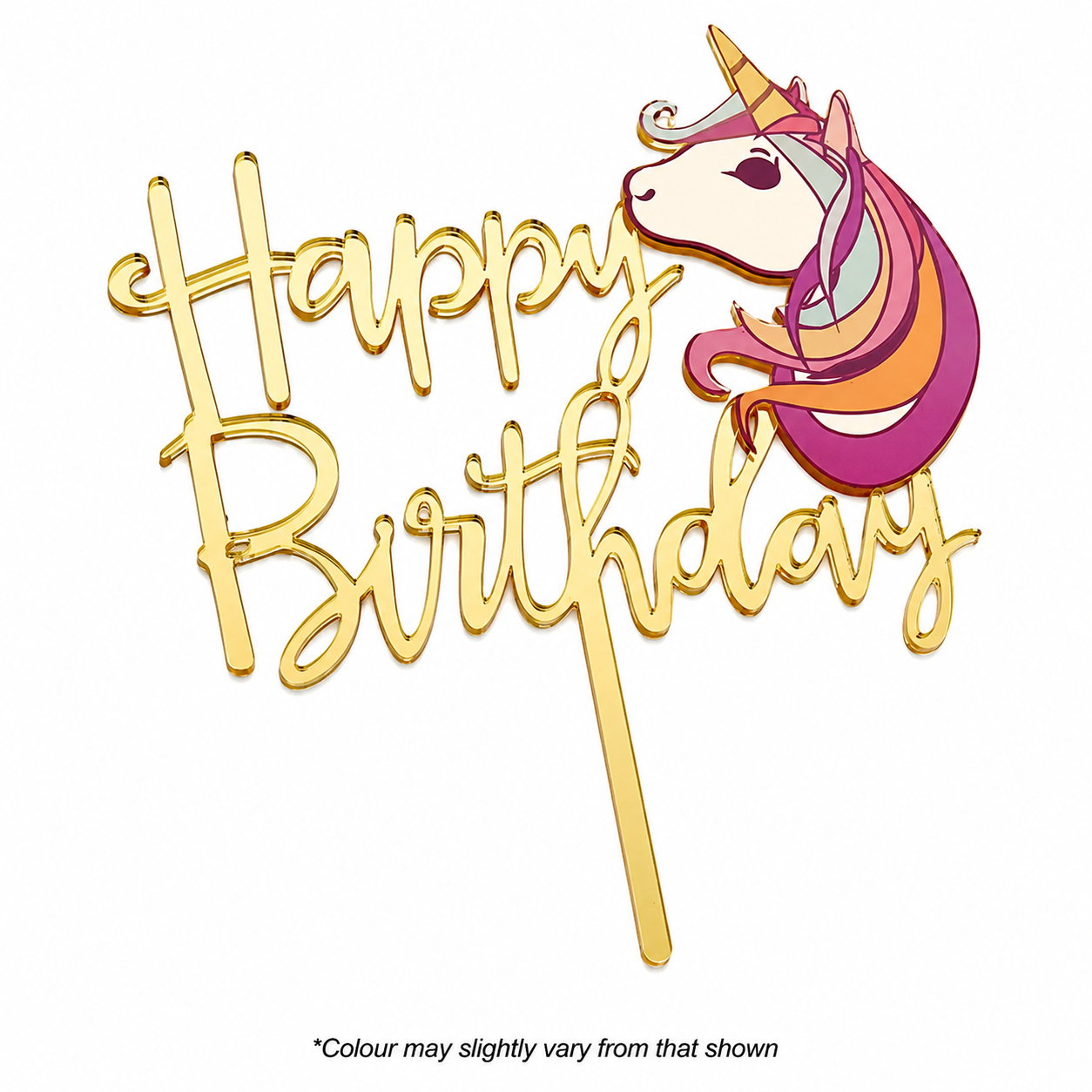 CAKE CRAFT | HAPPY BIRTHDAY UNICORN | GOLD MIRROR | ACRYLIC TOPPER