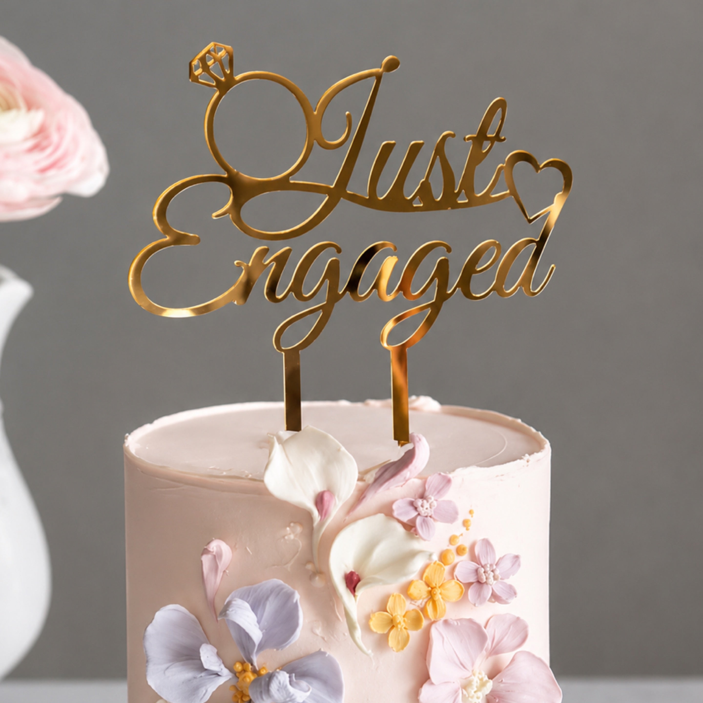 Just engaged cake toppper