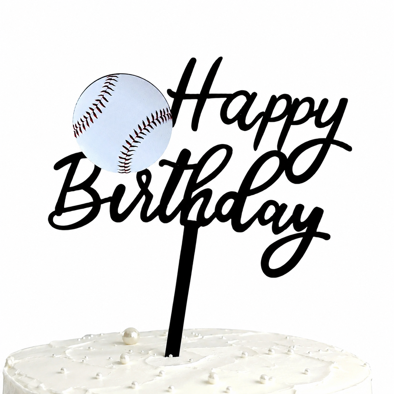 Happy Birthday with Baseball Cake Topper Small