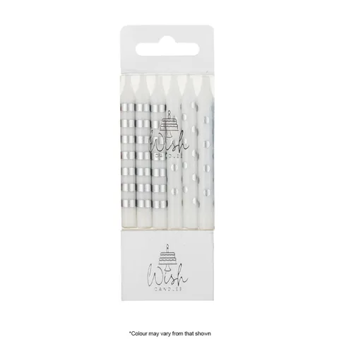 DOTS & STRIPES CANDLES | SILVER | 12 CANDLES
