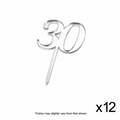 CAKE CRAFT | #30 | 3.5CM | SILVER MIRROR | ACRYLIC CUPCAKE TOPPER | 12 PACK