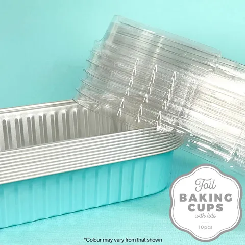FOIL BAKING CUP WITH LID | RECTANGLE | LIGHT BLUE | 5 PACK
