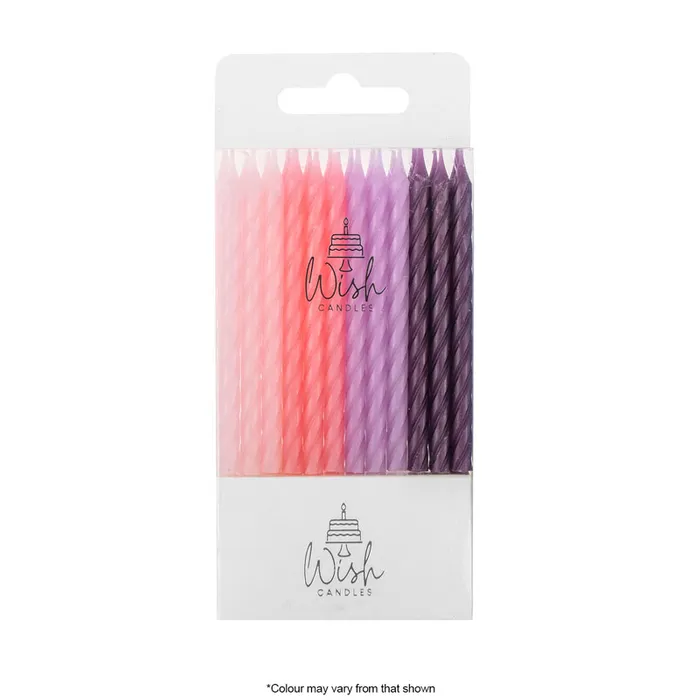 8CM PINK TO PURPLE SPIRAL CANDLES | 24 CANDLES