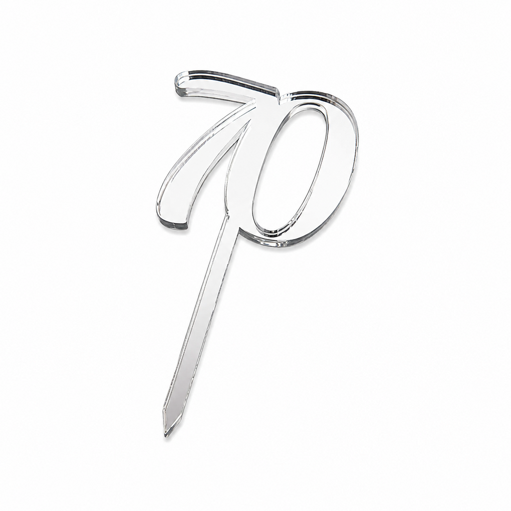 CAKE CRAFT | #70 | 3.5CM | SILVER MIRROR | ACRYLIC CUPCAKE TOPPER | 12 PACK