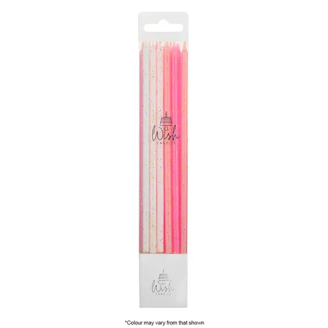 DREAM TALL GLITTER CANDLES | PINK | 12 CANDLES