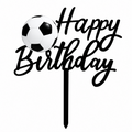 Happy Birthday with Soccer Ball Cake Topper Small
