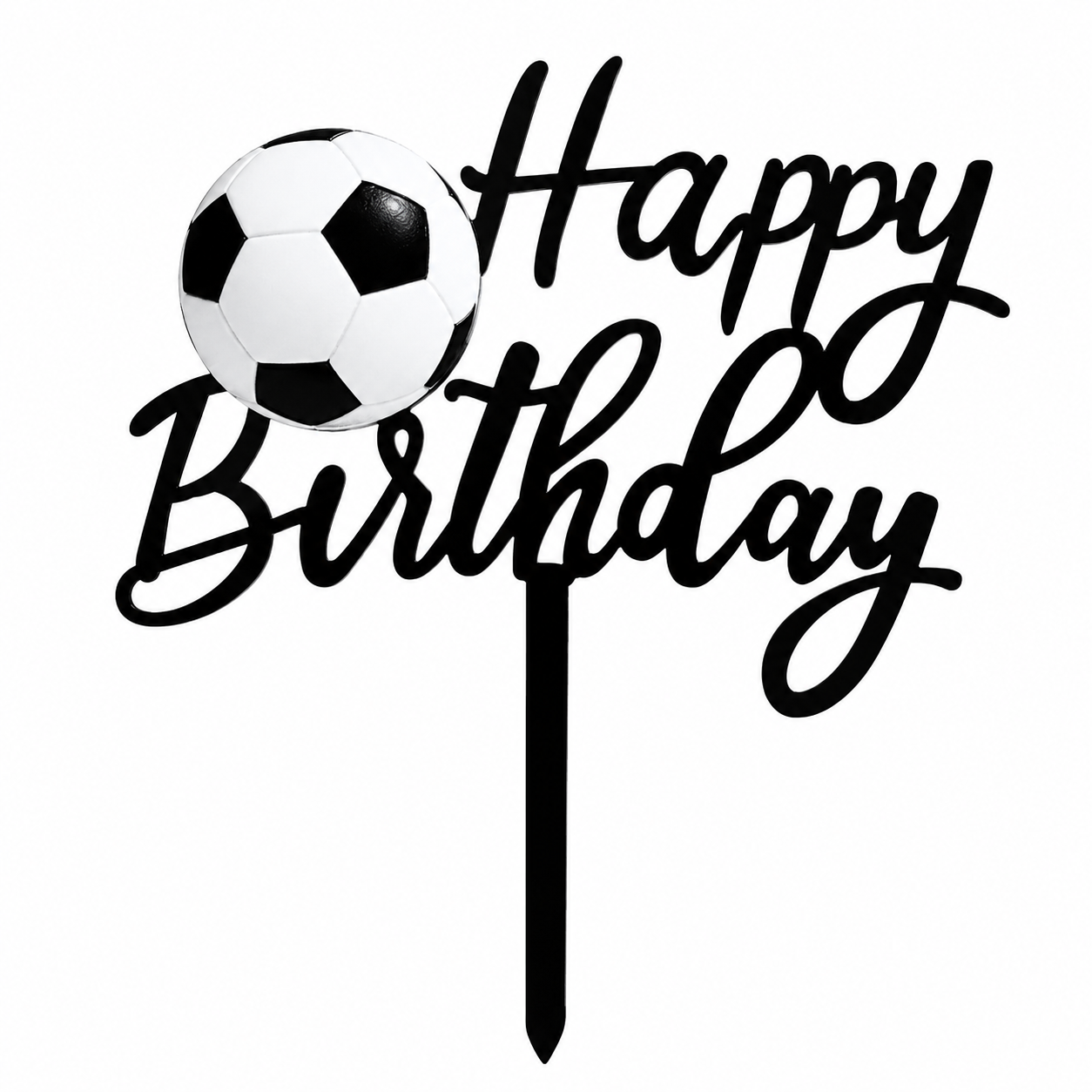 Happy Birthday with Soccer Ball Cake Topper Small