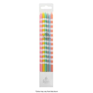 TALL PASTEL CANDLE WITH STRIPES | 12 CANDLES WISH
