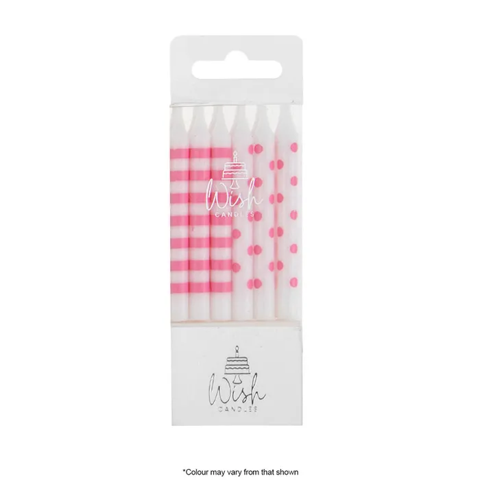 DOTS & STRIPES CANDLES | PINK | 12 CANDLES