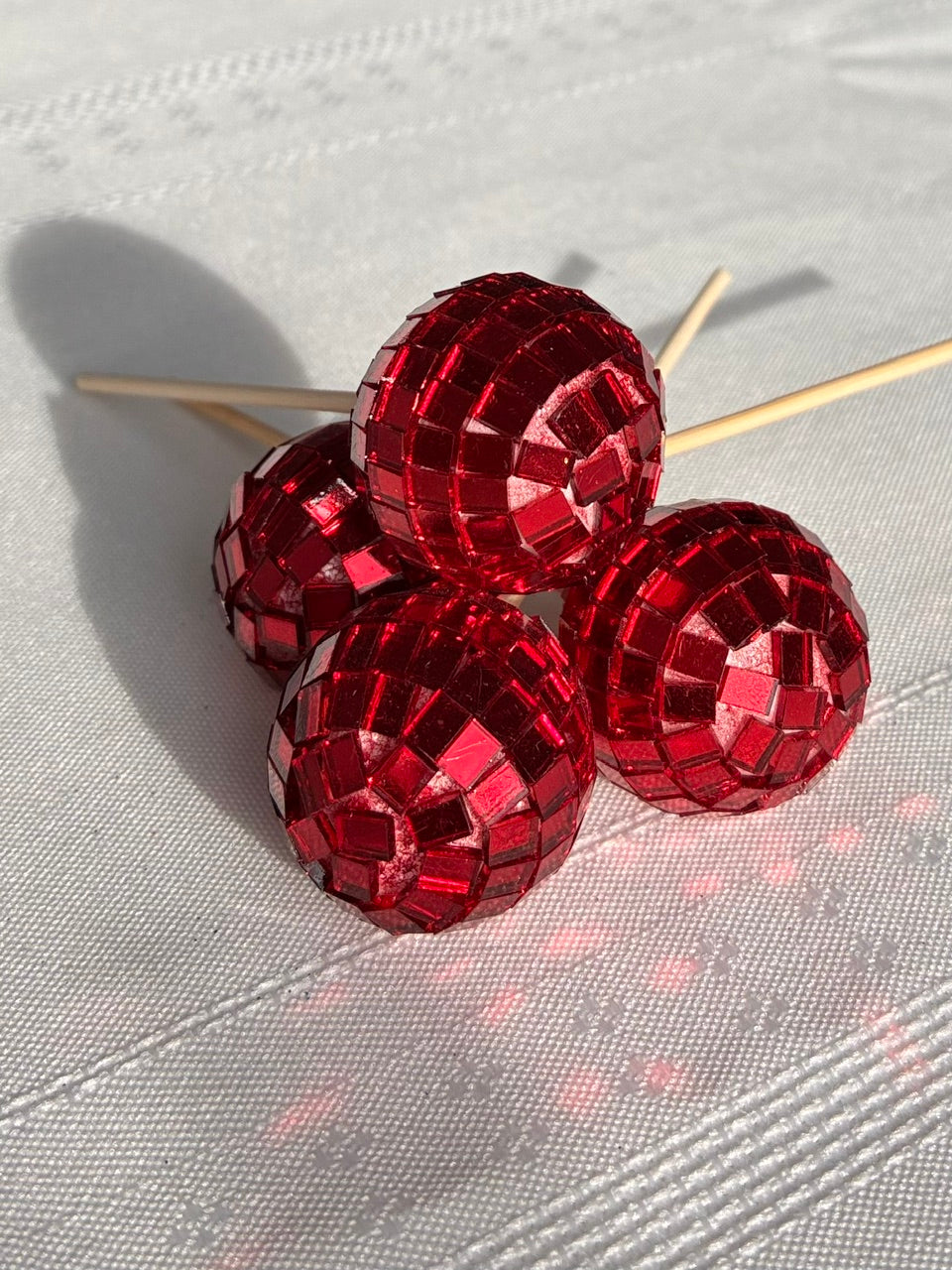 Red Disco Deco Balls Each