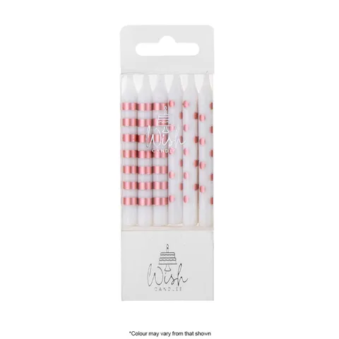 DOTS & STRIPES CANDLES | ROSE GOLD | 12 CANDLES