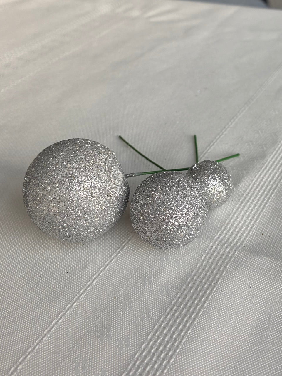 Silver Glitter Deco Balls Each