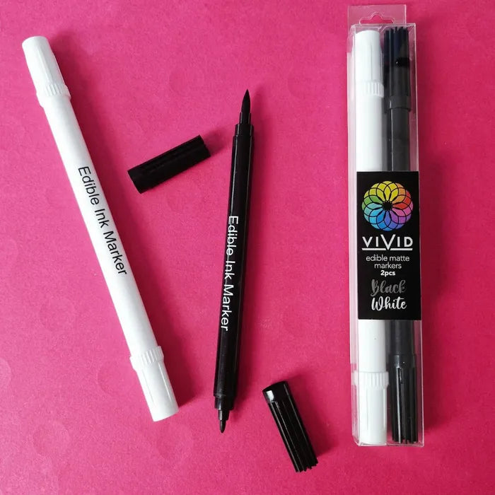WHITE & BLACK | 2PK VIVID | EDIBLE MATTE MARKERS
